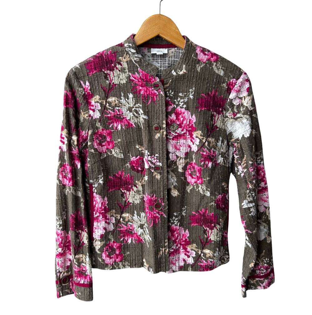 J. Jill Floral Jacket Pink/Olive Size Womens XS